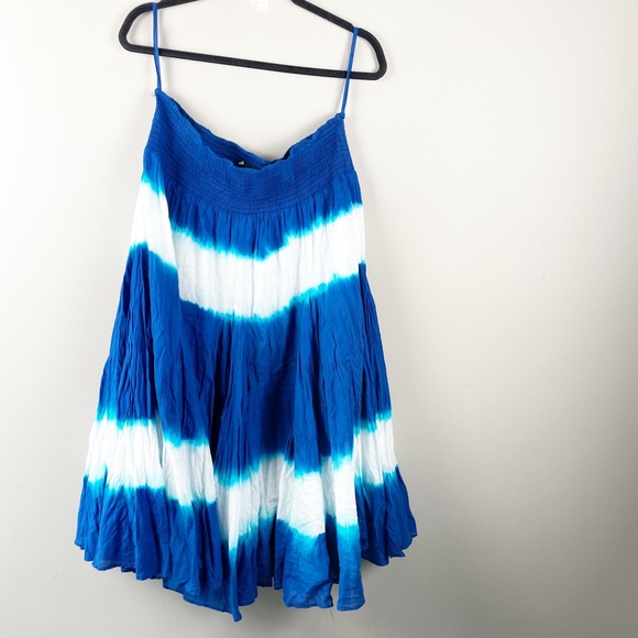 Dresses & Skirts - Blue white ombré tie dye cotton flowy convertible maxi skirt dress size XL